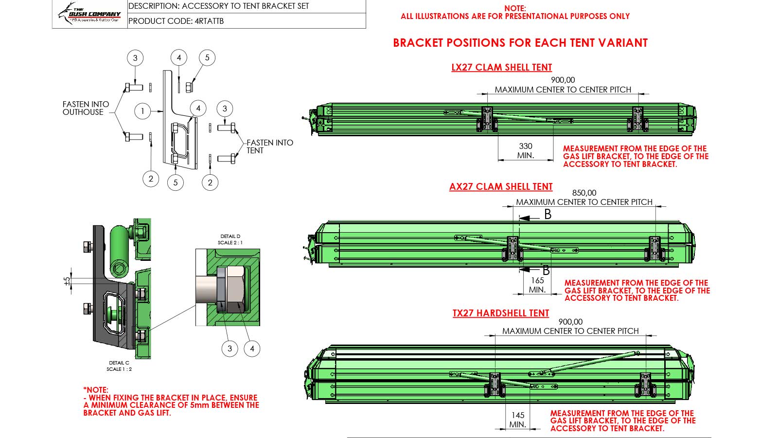 Accessory To Tent Bracket Set