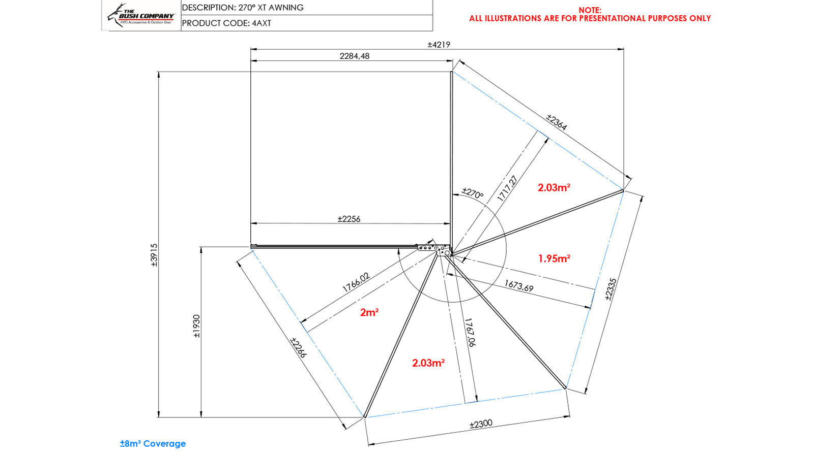 The Bush Company 270XT Awning | Freestanding | No Poles