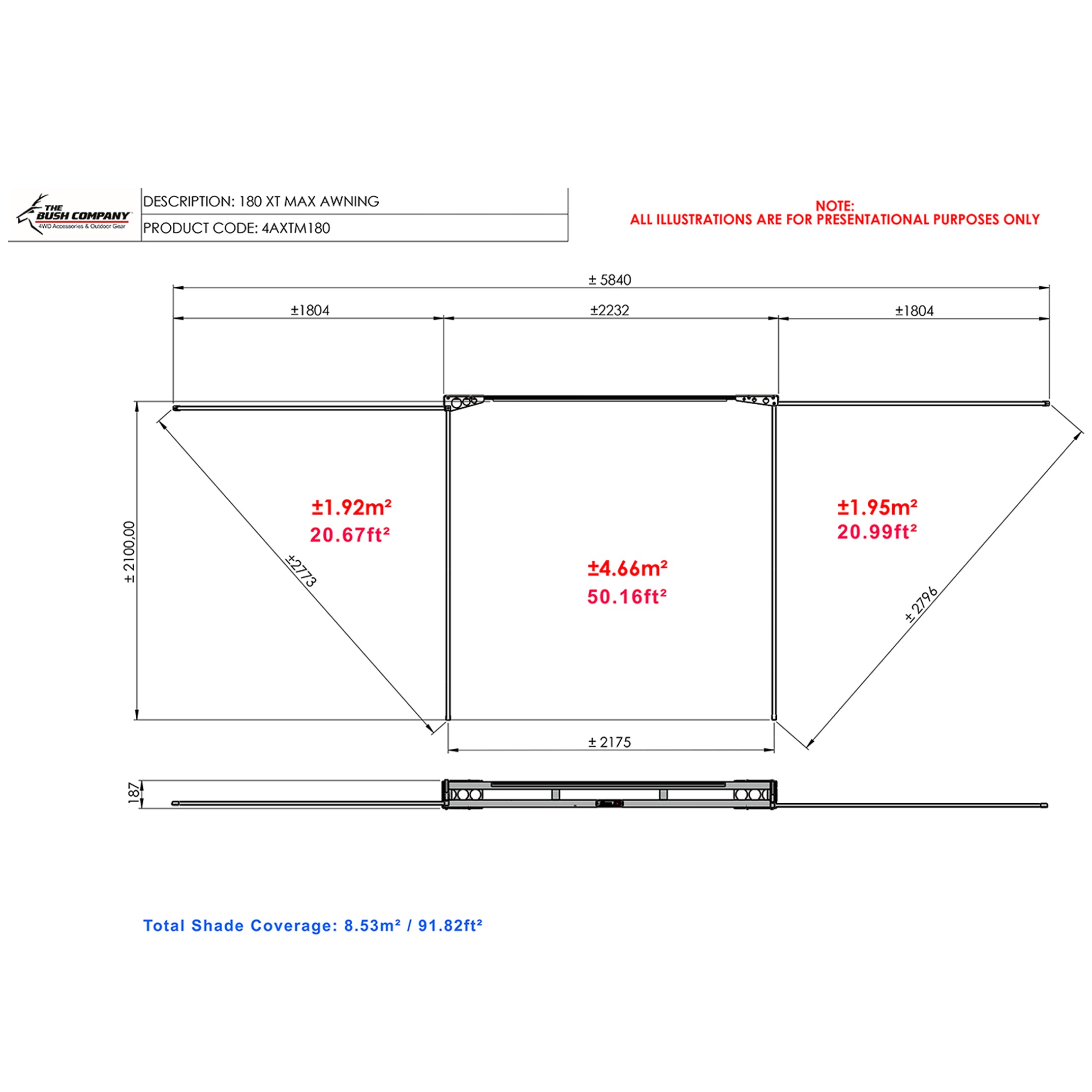 The Bush Company 180XT MAX Awning | Freestanding | No Poles
