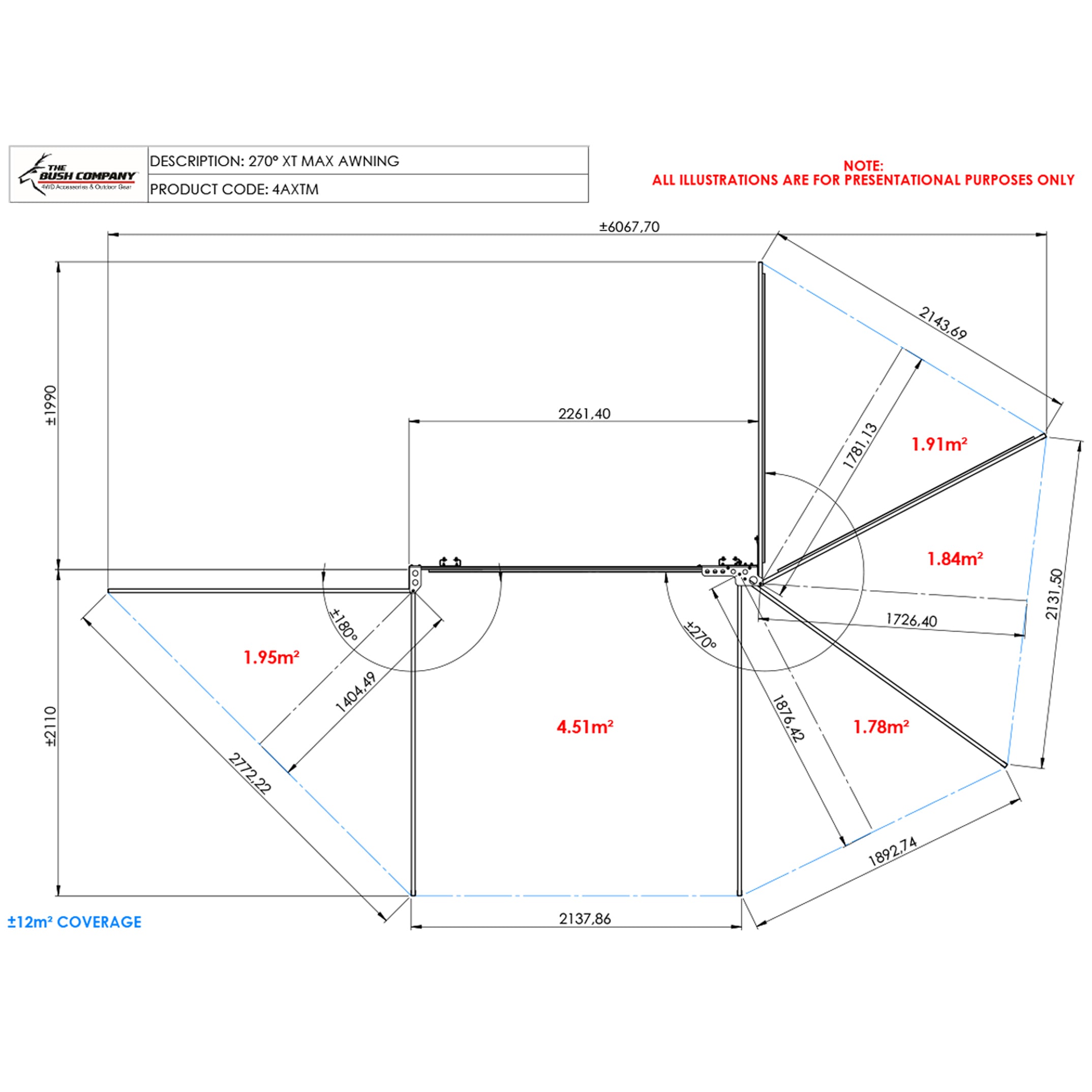 The Bush Company 270XT MAX Awning | Freestanding | No Poles